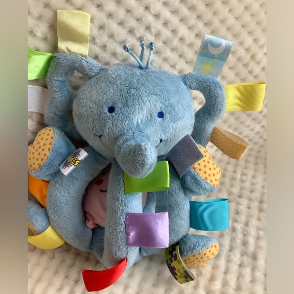 TaGgiEs Plush Blue Elephant Rattle Stuffed Animal Crinkle Baby Toy - Picture 5 of 9
